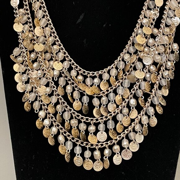 Vintage Multi Strand Gold Coin Necklace Stamped Japan - Picture 2 of 9